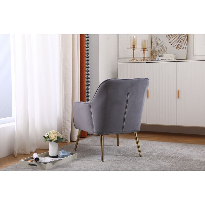 Modern Mid Century Chair velvet Sherpa Armchair for Living Room Bedroom Office Easy Assemble image number 3