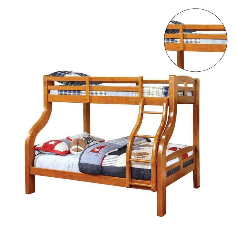 Wooden Twin Over Full Bunk Bed in Oak image number 0