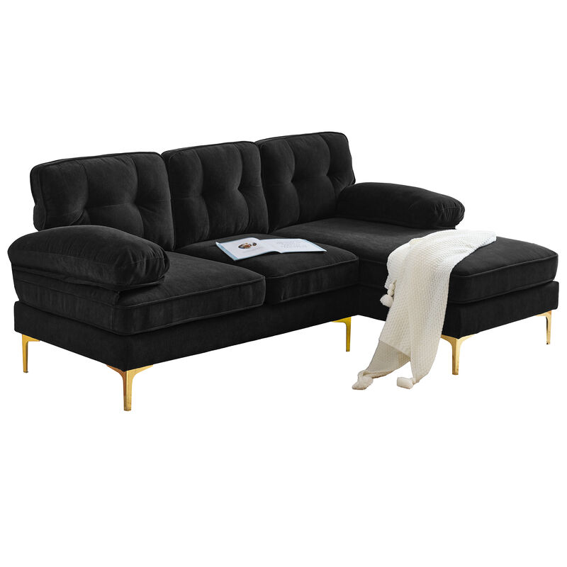 Whisen 82.6" Modern Sectional Sofas Couches Velvet L-Shaped Couches