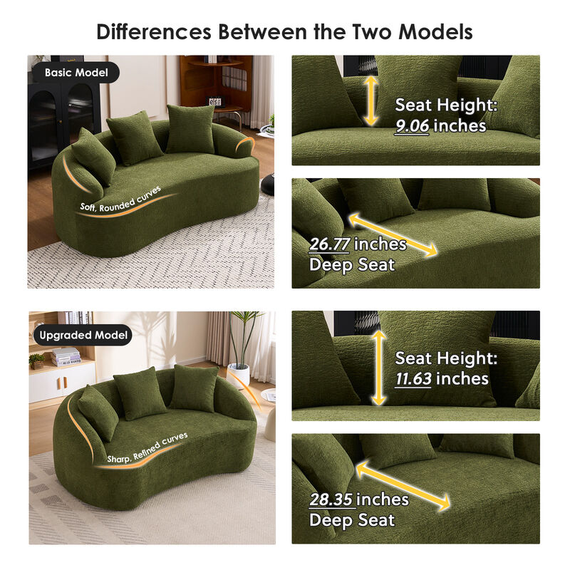 Whisen 65" Chenille Loveseat, 2-Seat Modular Sofa with 3 Pillows for Living Room, Apartment, Office image number 4