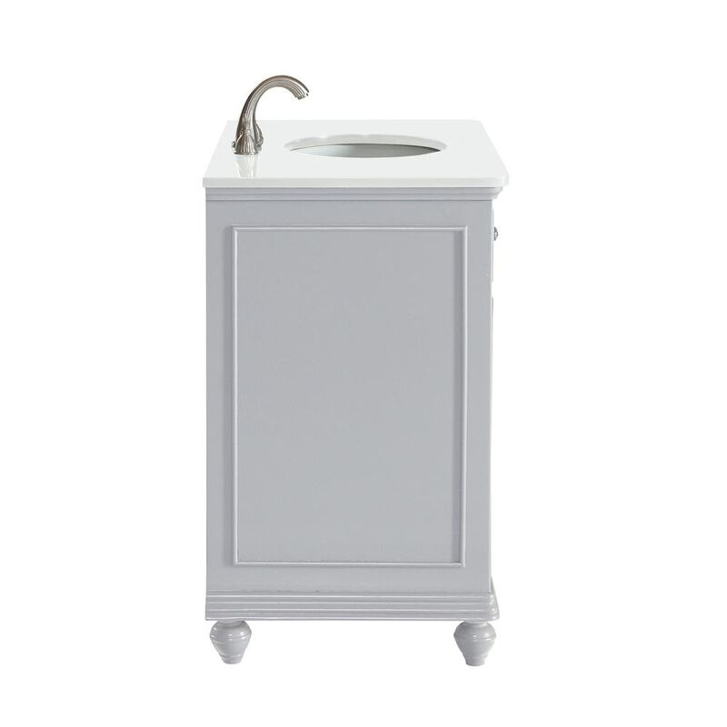 Elegant Kitchen and Bath 36 inch Single Bathroom vanity in Light Grey with ivory white engineered marble