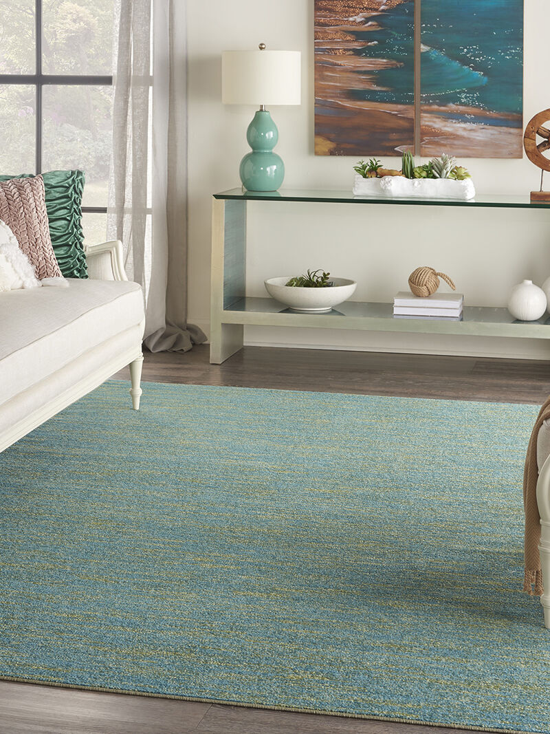 Nourison Essentials NRE01 Blue/Green 7' x 10' Rug image number 7