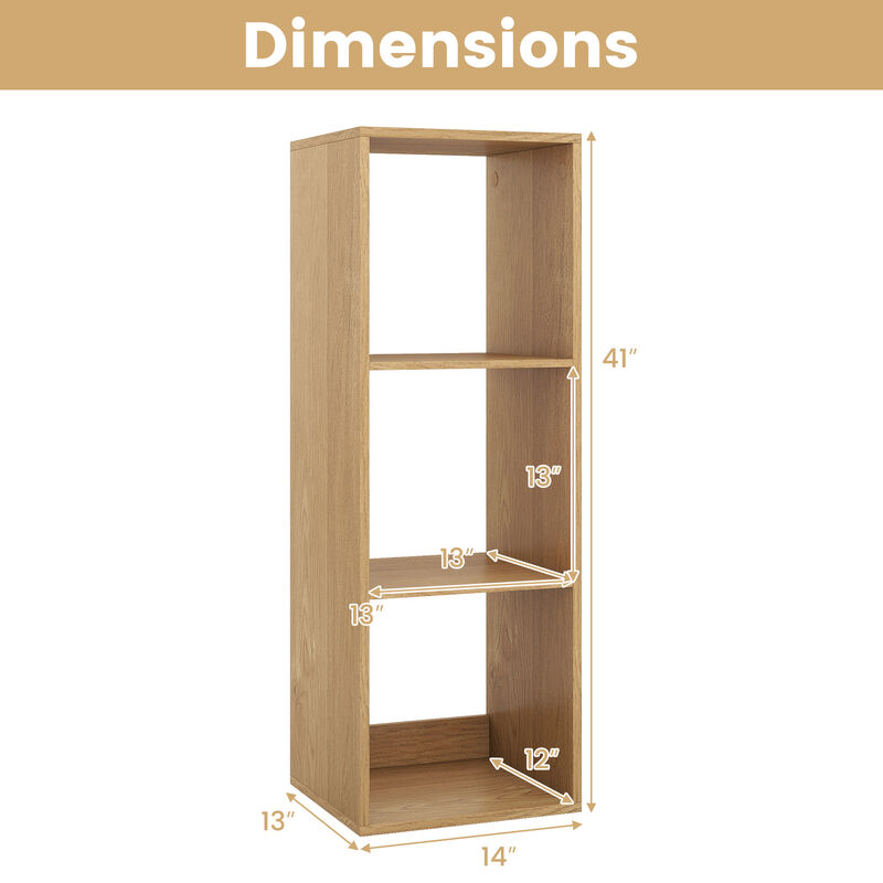 Compact 3 Cube Bookcase with Back Guardrail for Bedroom image number 2