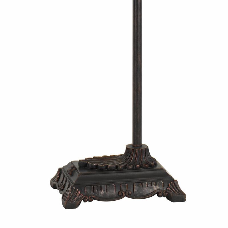 Downbridge Metal Tiffany Floor Lamp with Leaf Accents, Multicolor - Benzara