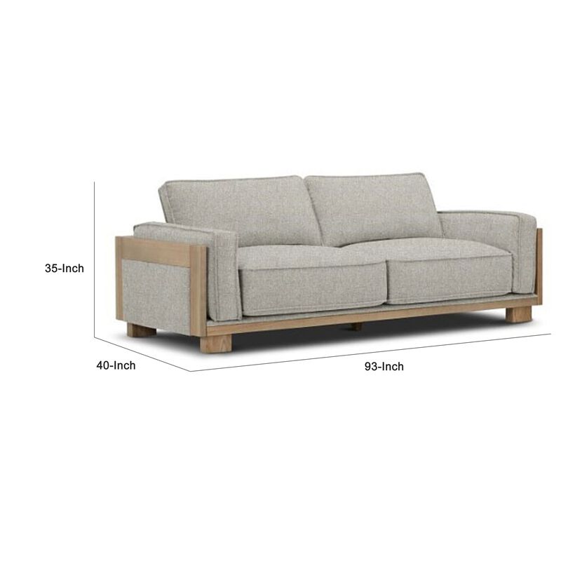 Denu Sofa, Light Brown Fabric Padded, Welt Trim Details, 93 Inch image number 5