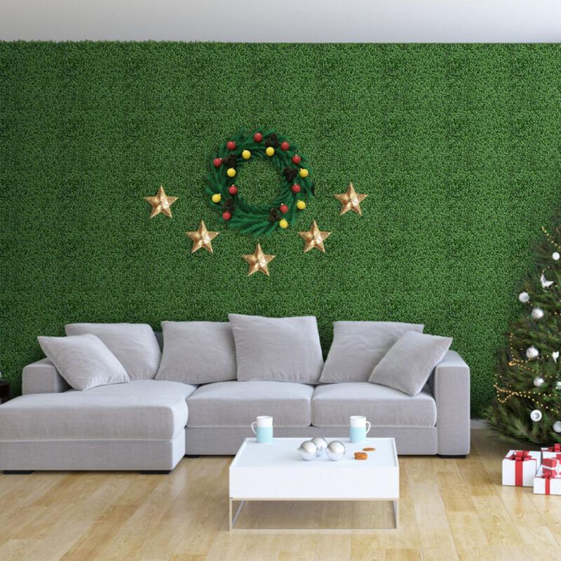 Hivvago 12 Pieces 20 x 20 Inch Artificial Boxwood Wall Panels with Insertable Branches