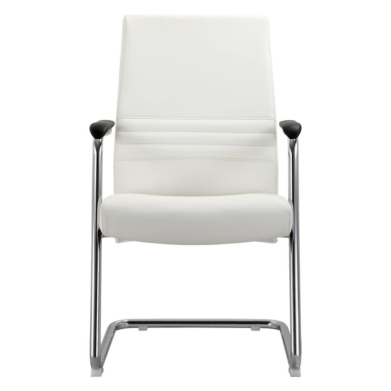 LeisureMod Aleen Mid-Century Modern Office Chair with Upholstered Seat and Metal Armrest