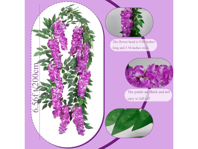Artificial Hanging Wisteria Flowers Garden Porch Decor Vine image number 2