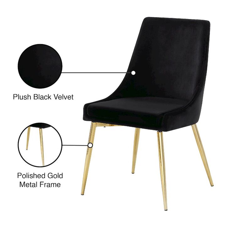 Meridian Furniture Karina Black Velvet Dining Chair, Set of 2