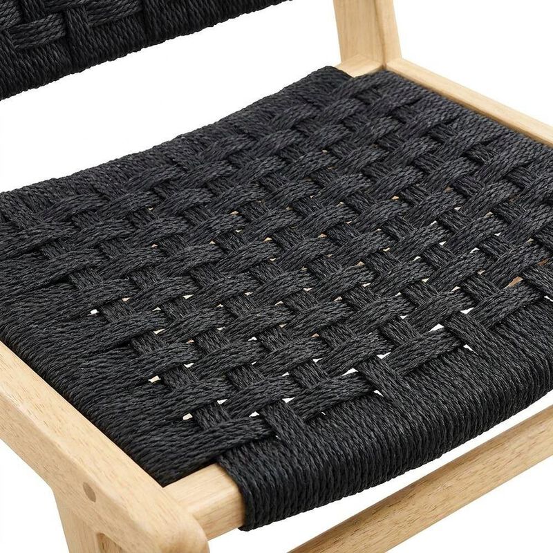 Woven Rope Wood Dining Side Chairs, Walnutt Black, Set of 2 image number 5