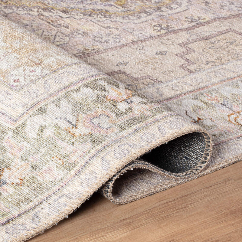 World Rug Gallery Valora Rust Medallion Pattern Machine Washable Flatweave Indoor Rug with Non-Slip Backing image number 3