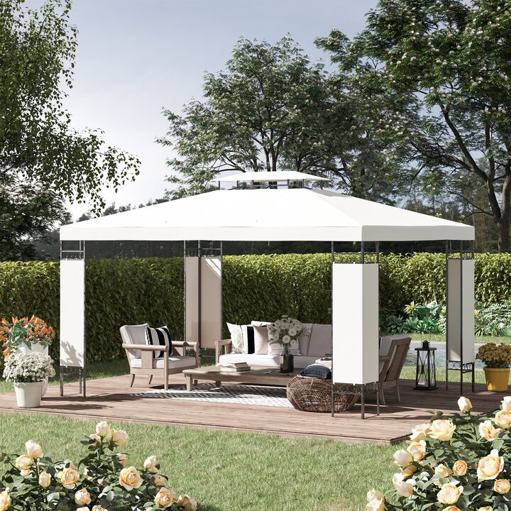Cream Outdoor Pavilion: 13'x10' Gazebo with Double Vented Roof
