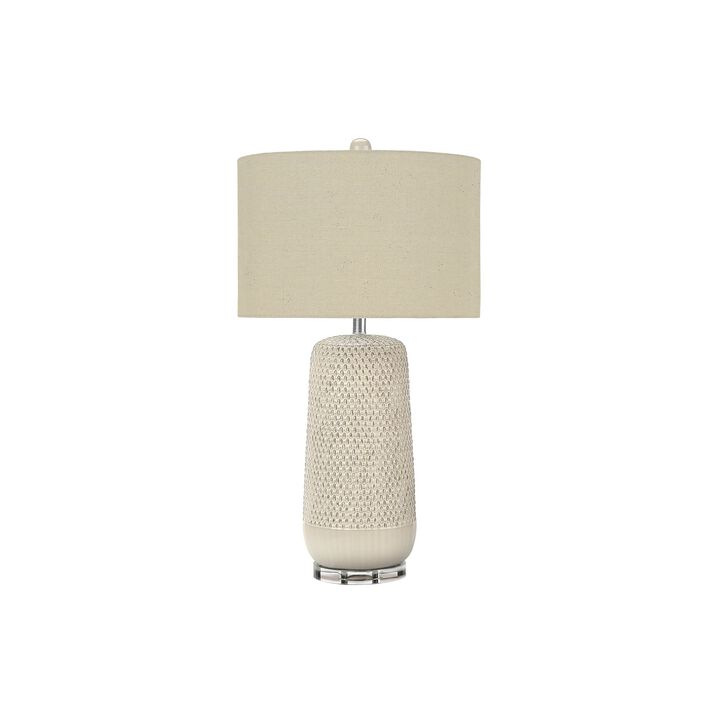 Monarch Specialties I 9605 - Lighting, 31"H, Table Lamp, Cream Ceramic, Beige Shade, Contemporary