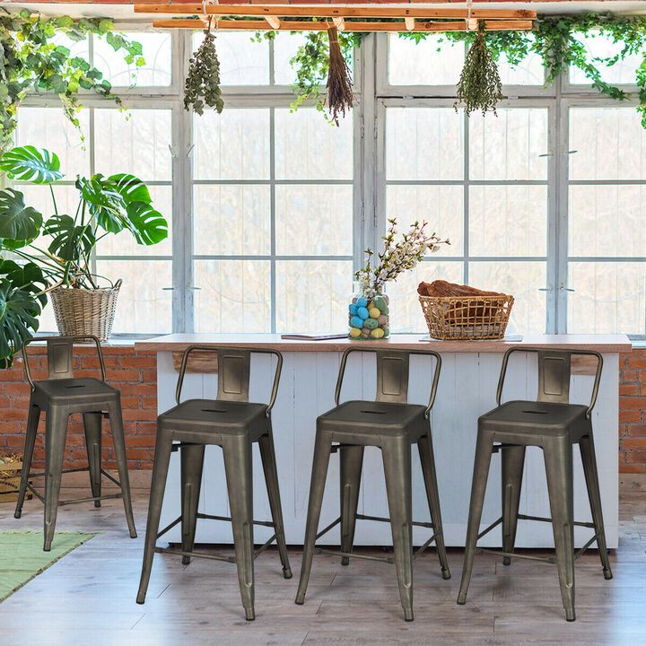 24" Set of 4 Cafe Side Chairs with Rubber Feet and Removable Back