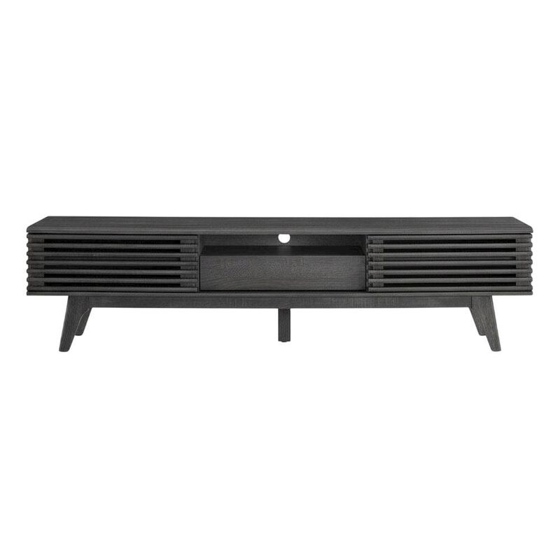 Wooden brown TV stand with spacious surface and modern design image number 1