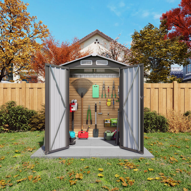 5X3 FT Metal Outdoor Storage Shed with Peaked Roof image number 2
