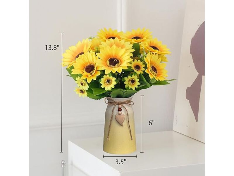 Artificial Sunflower Flowers Vase Filler Arrangement Ceramic image number 2