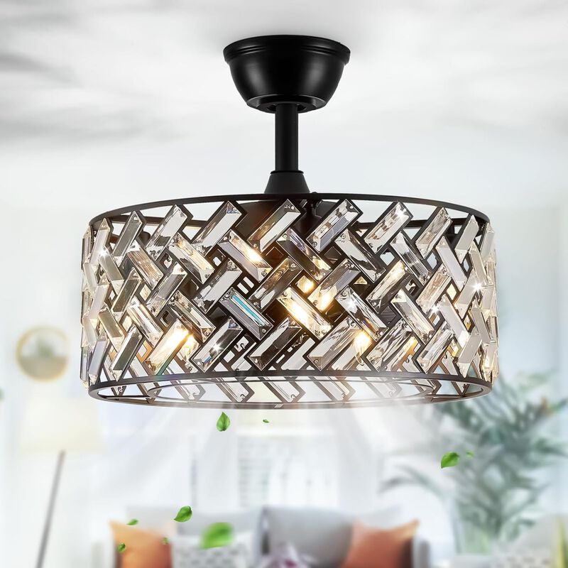 Crystal Cage Ceiling Fan with Remote Control and Quiet Reversible Motor image number 7