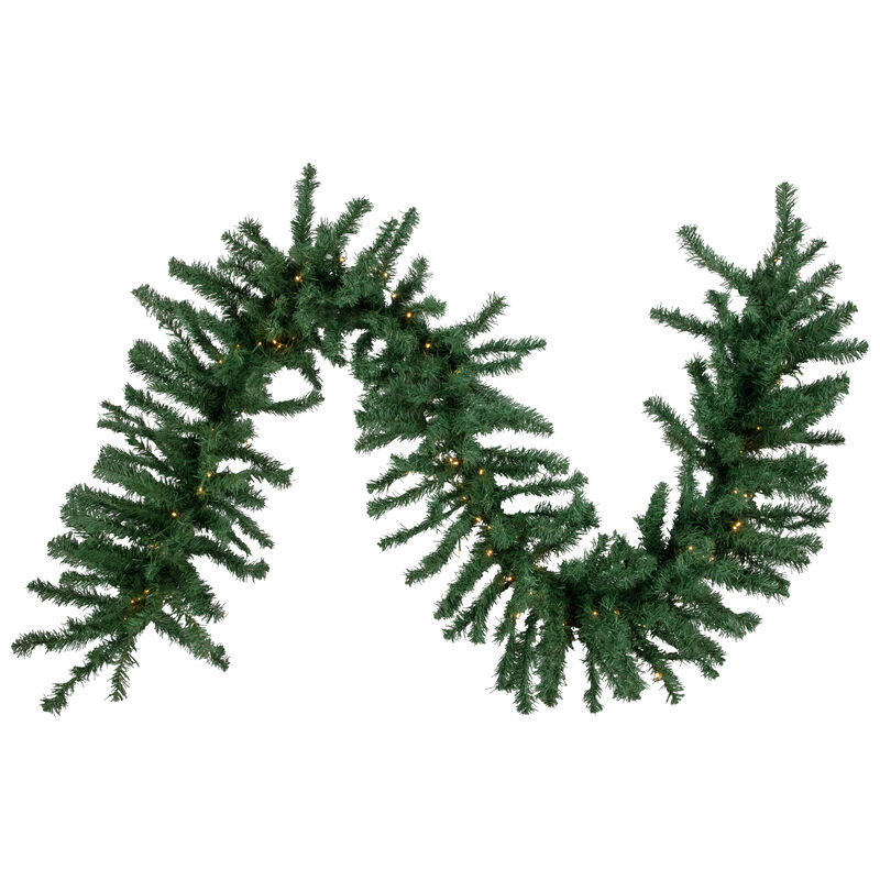 9' x 20" Pre-Lit Green Artificial Pine Christmas Garland  Warm White LED Lights image number 1