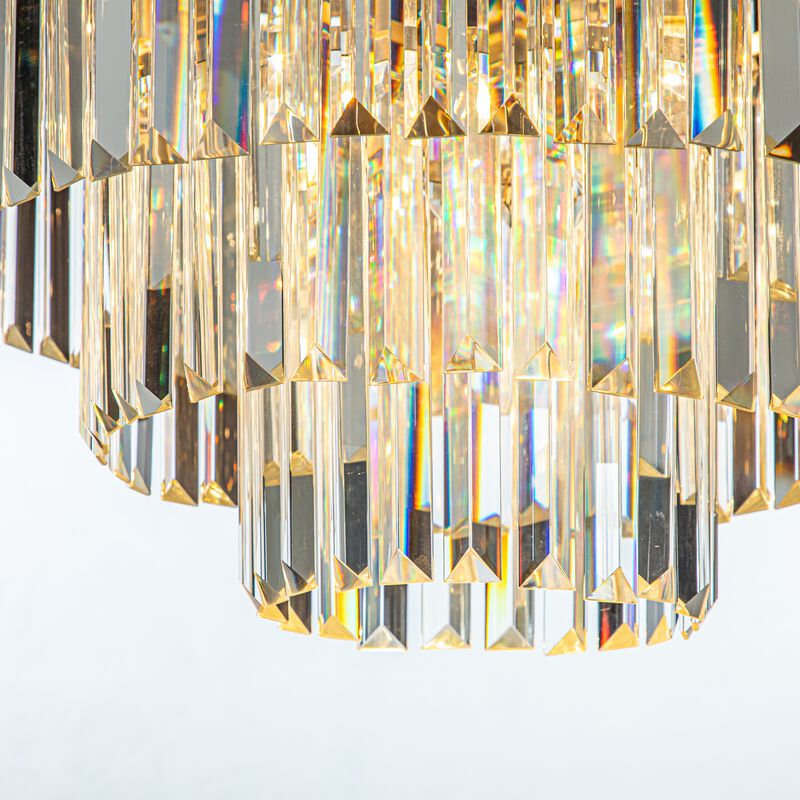 6-Lights Modern Polished Nickel 3-Tier Round Crystal Fringe Chandelier image number 4