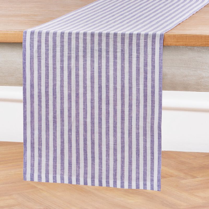Solino Home Amalfi Stripe 100% Linen Table Runner &ndash; Handcrafted, Machine Washable, Perfect for Holiday and Everyday Dining