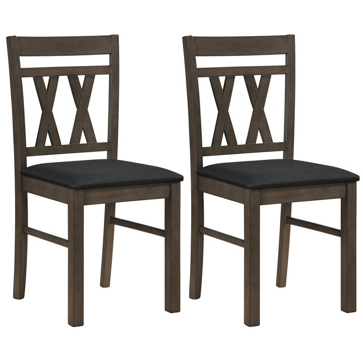 Set of 2 Upholstered Linen Style Dining Chairs for Kitchen and Dining Room Comfort-Rustic Grey