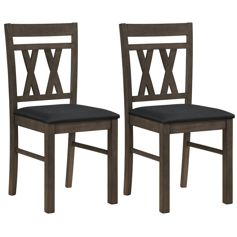 Set of 2 Upholstered Linen Style Dining Chairs for Kitchen and Dining Room Comfort-Rustic Grey image number 0