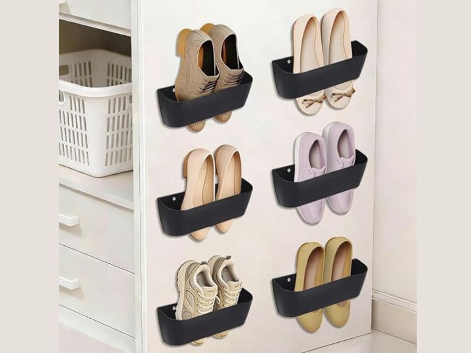 Entryway Shoe Organizer Closet Storage Black 12 Piece Wall