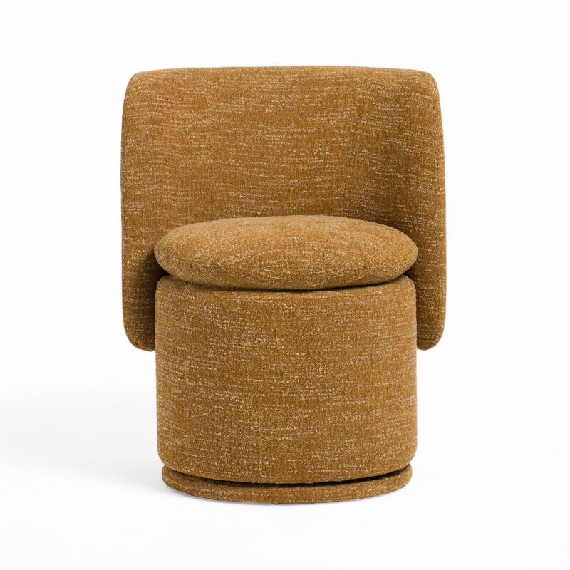 Reno Nori 26 Inch Swivel Dining Chair, Yellow Polyester, Solid Poplar Wood - Benzara image number 0