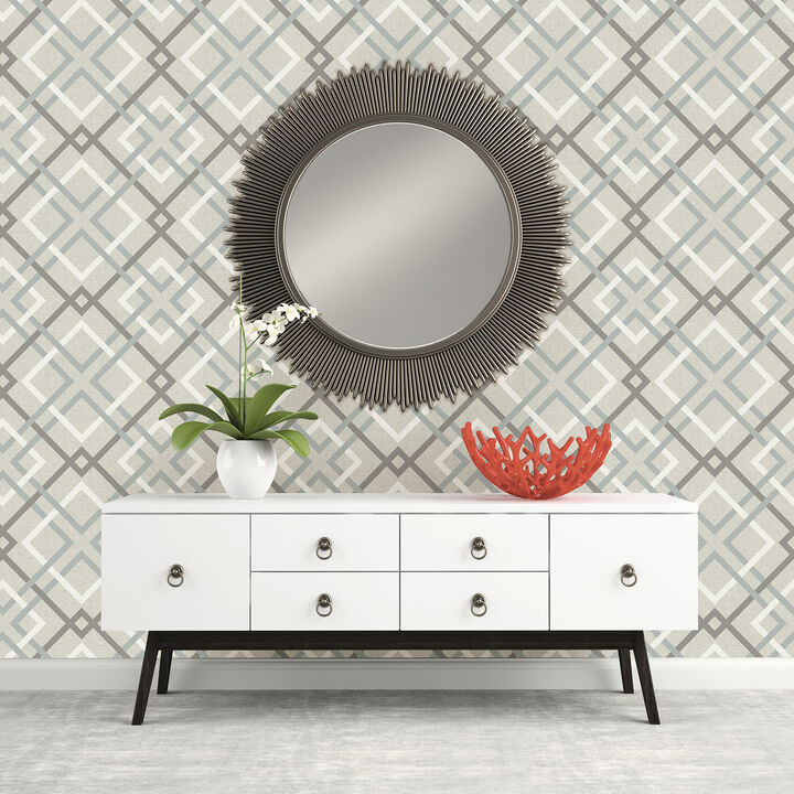 Saltire Taupe Geometric Wallpaper