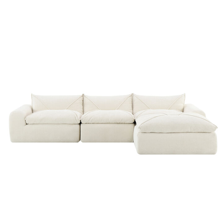MONDAWE Modern Minimalist Style Sectional Sofa,L-shaped Couch Set with 2 Free pillows,5-seat Chenille Fabric Couch with Chaise Lounge