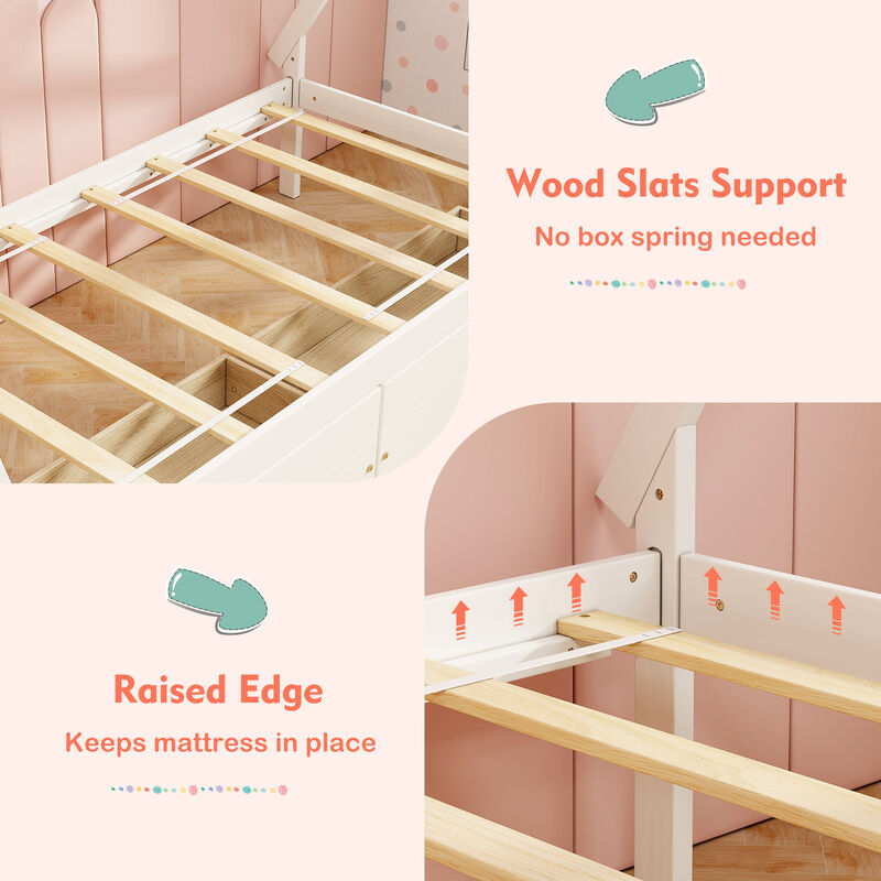 Wooden Tent House Bed with 2 Drawers &ndash; Fun and Stylish Kids&rsquo; Bedroom Furniture