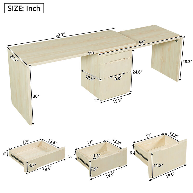 Whisen 90" L-Shaped Desk with 3 Drawers, 360&deg; Rotating Corner Desk, MDF Modern Executive Office Workstation for Home image number 8