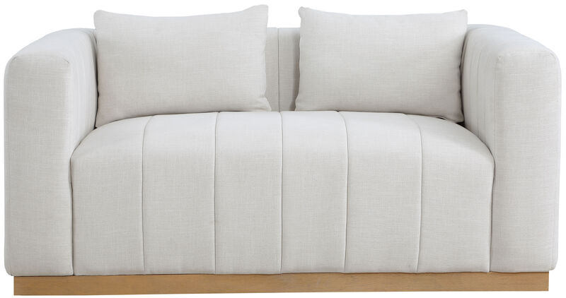 Meridian Furniture Lucia Cream Linen Textured Fabric Loveseat