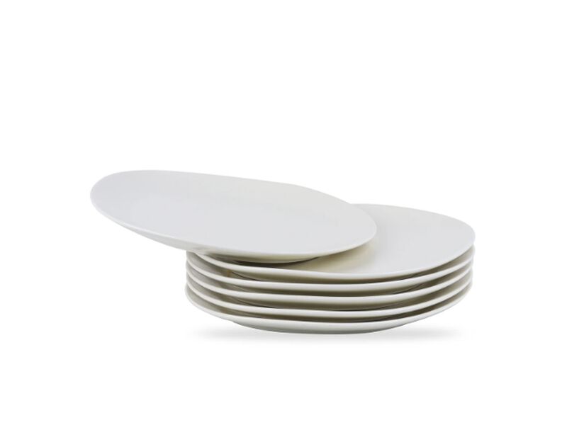 Stone lain Delilah Salad Plate 6-Piece Dish Set, Porcelain, Cream, 6 Salad Plates