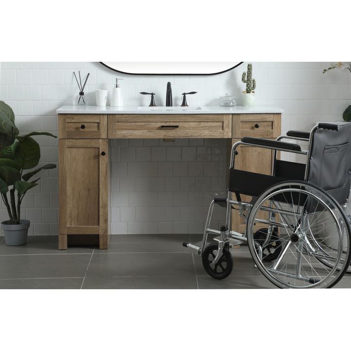 Elegant Kitchen and Bath 54 Inch ADA Compliant Bathroom Vanity In Natural Oak