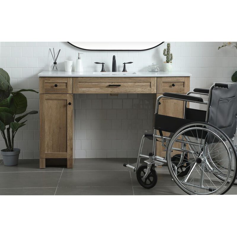 Elegant Kitchen and Bath 54 Inch ADA Compliant Bathroom Vanity In Natural Oak