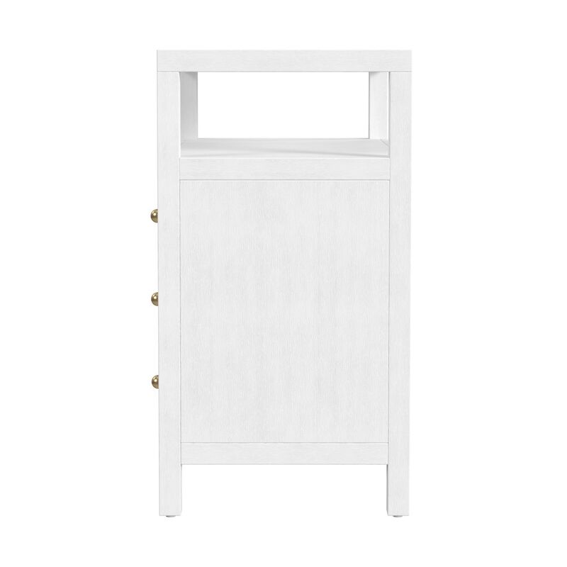 Butler Specialty Nora 27 in. W Wood 3 Drawer Tall Nightstand with Shelf, Textured White image number 4