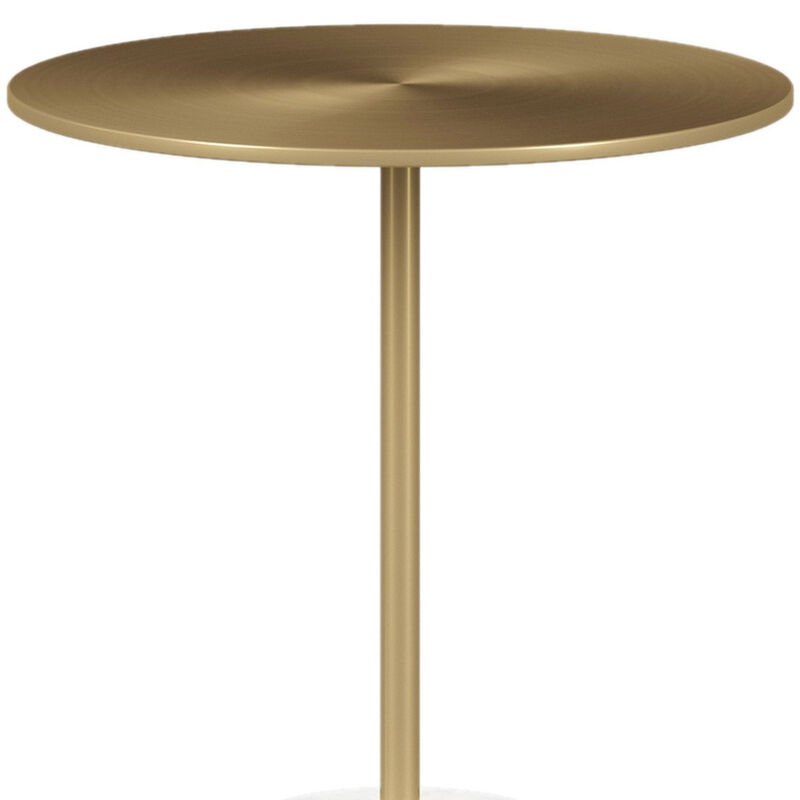 HomeRoots 20" White And Gold Steel And Marble Round End Table image number 3