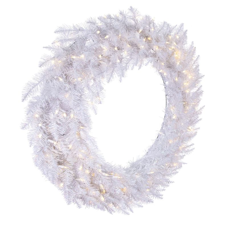 Vickerman 48" Sparkle White Spruce Artificial Christmas Wreath, Warm White LED Lights - Faux Spruce Christmas Wreath - Seasonal Indoor Home Decor image number 3