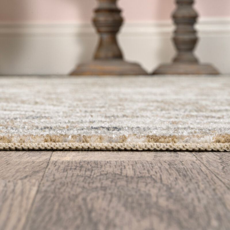 Keesha Bold Distressed Medallion Low-Pile Machine-Washable Blue/Cream. Area Rug