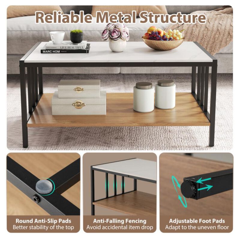 Hivvago 2 Tier Coffee Table with Sintered Stone Tabletop