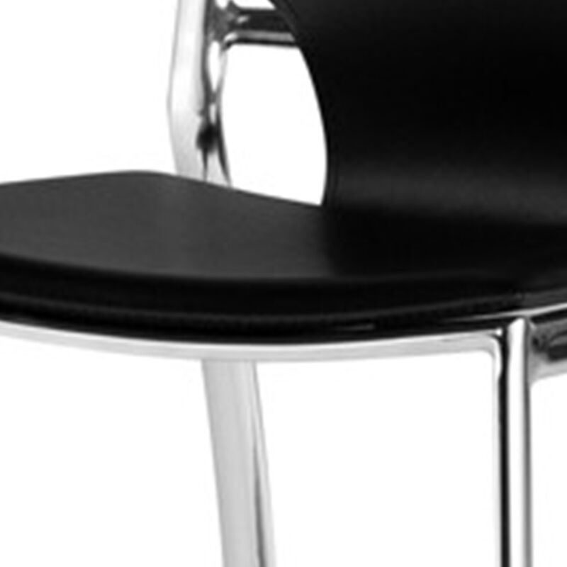 Jan 25 Inch Counter Height Chairs, Set of 2, Gray Faux Leather, Chrome Metal Legs - Benzara image number 2