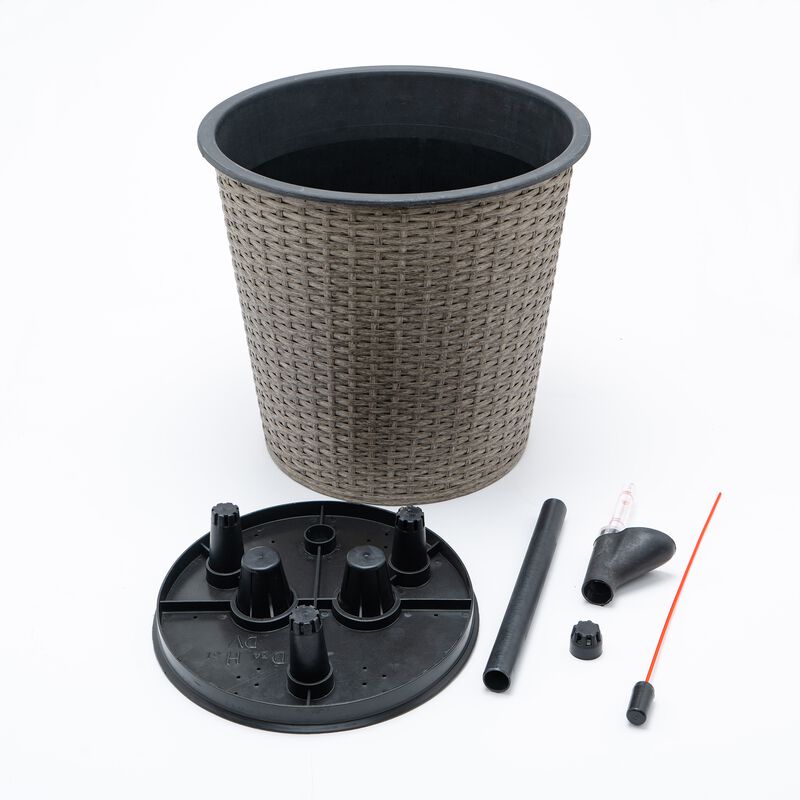 13 in.Gray Wicker Self-watering Planter image number 4