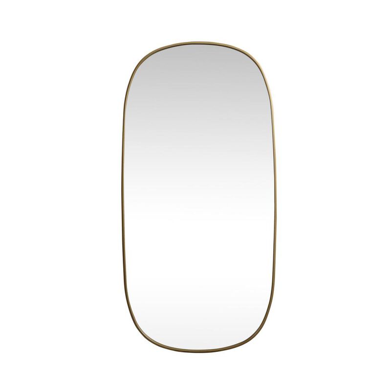 Elegant Decor Metal Frame Oval Mirror 30x60 Inch in Brass