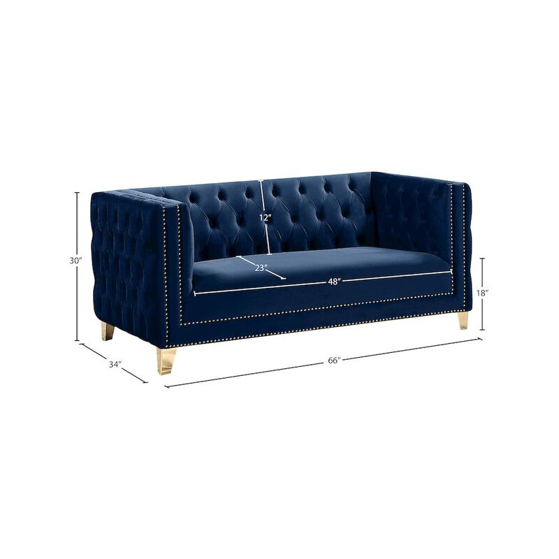 Meridian Furniture Michelle Navy Velvet Loveseat
