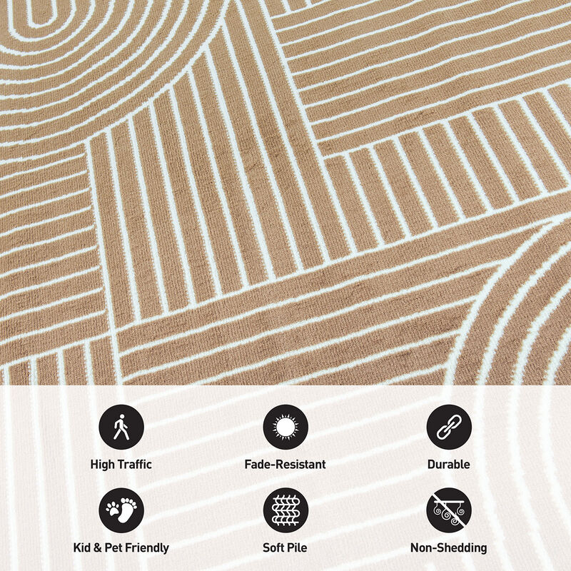 World Rug Gallery Contemporary Stripe Arch Design Area Rug:  Stain & Fade-Resistant,  Low Pile,  Pet Friendly image number 5