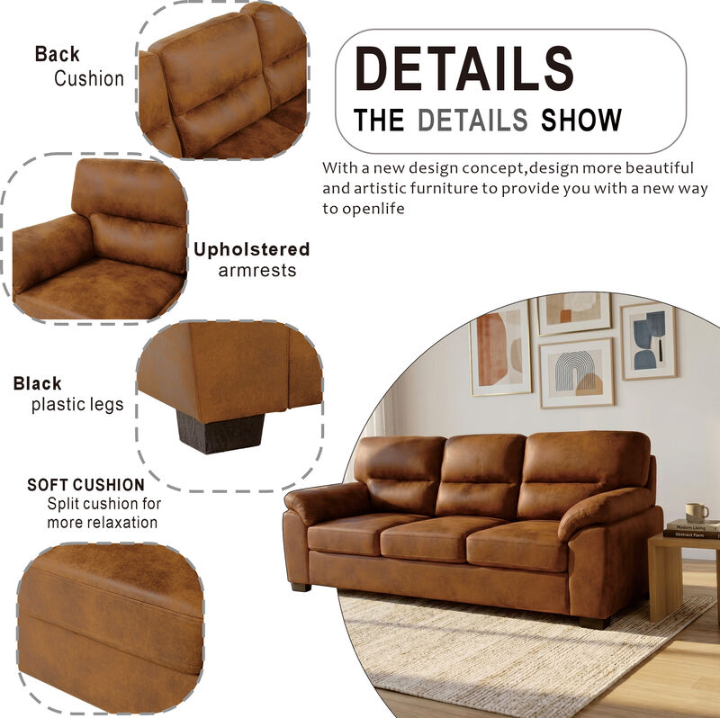 Domord Modern 81" Foil Fabric Sofa image number 2
