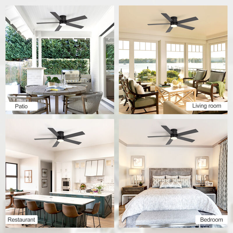 Breezary 52 Inch Low Profile LED Ceiling Fan with App Control, Remote, 5 Plywood Blades image number 6