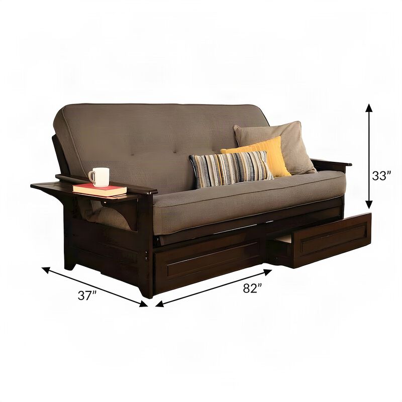 Phoenix Frame-Espresso Finish-Linen Cocoa Mattress-Storage Drawers image number 7